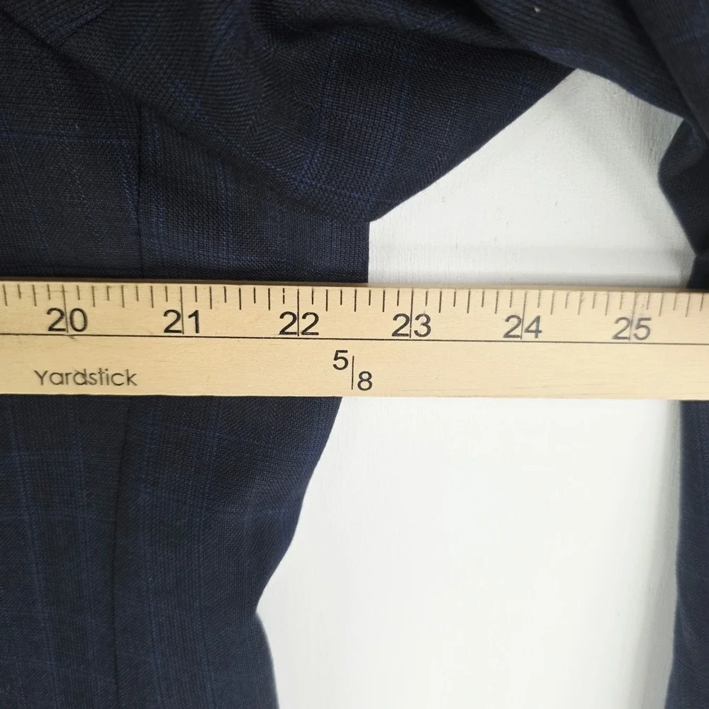 Jos A Bank 44L Blue Plaid 100% Wool Signature Mens Blazer Suit Jacket Sport Coat